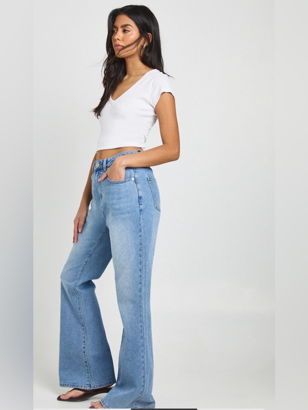 Nasty Gal Blue Flare Jeans